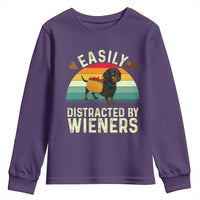Easily Distracted By Wieners Youth Sweatshirt Funny Dachshund Dog In A Hot Dog Costume - Wonder Print Shop