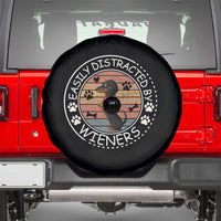 Easily Distracted By Wieners Spare Tire Cover Dachshund Dog Lover Retro Sunset - Wonder Print Shop