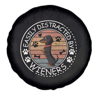 Easily Distracted By Wieners Spare Tire Cover Dachshund Dog Lover Retro Sunset - Wonder Print Shop