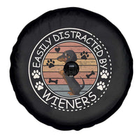 Easily Distracted By Wieners Spare Tire Cover Dachshund Dog Lover Retro Sunset - Wonder Print Shop