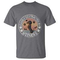 Easily Distracted By Wieners T Shirt Dachshund Dog Lover Retro Sunset - Wonder Print Shop