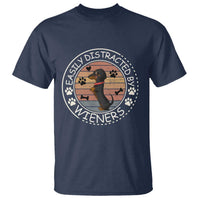 Easily Distracted By Wieners T Shirt Dachshund Dog Lover Retro Sunset - Wonder Print Shop