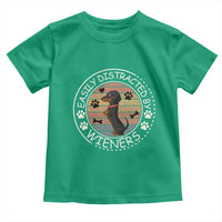 Easily Distracted By Wieners Toddler T Shirt Dachshund Dog Lover Retro Sunset - Wonder Print Shop