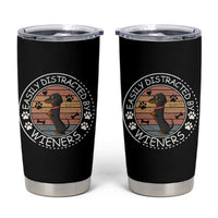 Easily Distracted By Wieners Tumbler Cup Dachshund Dog Lover Retro Sunset