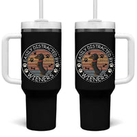 Easily Distracted By Wieners Tumbler With Handle Dachshund Dog Lover Retro Sunset