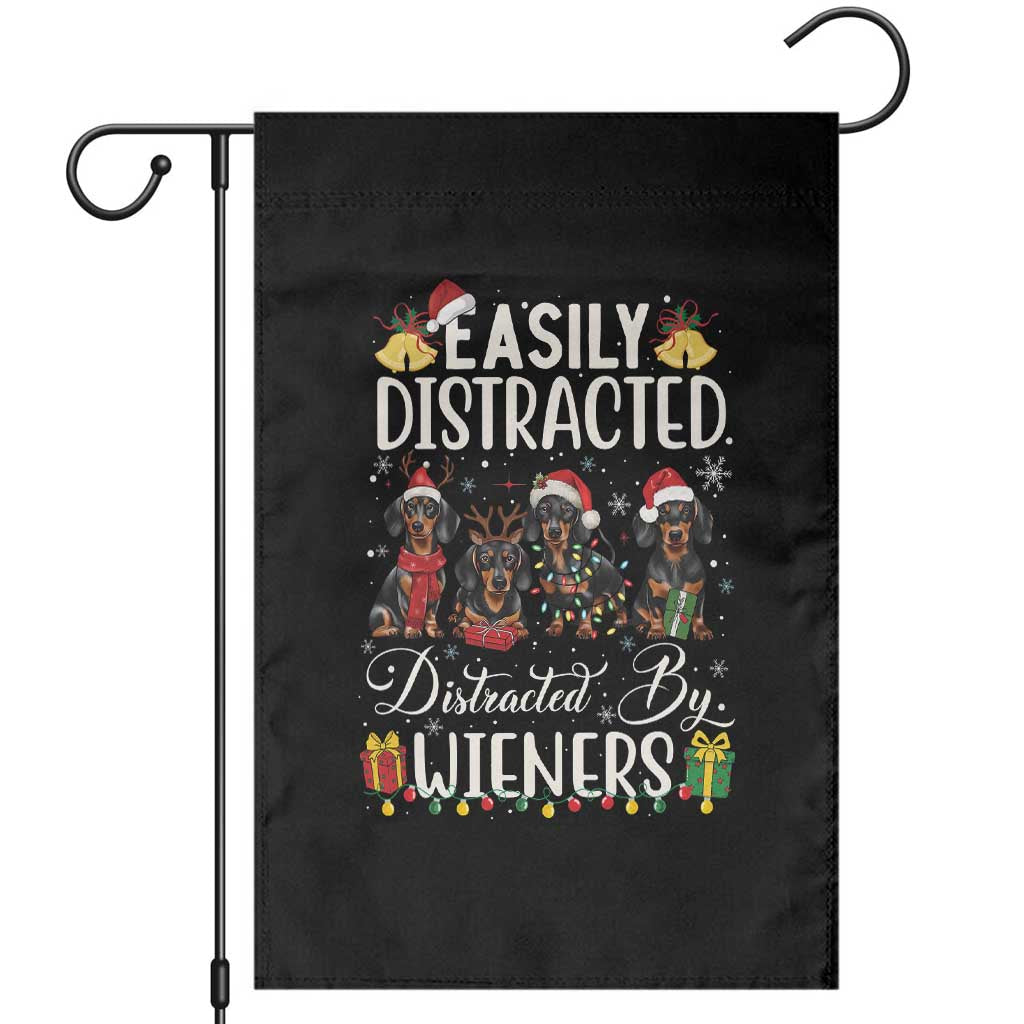 Christmas Dachshund Garden Flag Funny Easily Distracted By Wieners - Wonder Print Shop