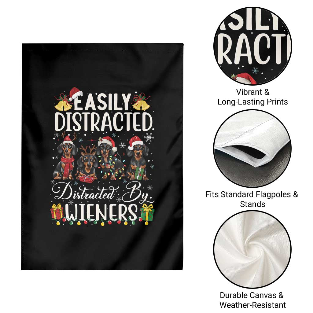 Christmas Dachshund Garden Flag Funny Easily Distracted By Wieners - Wonder Print Shop