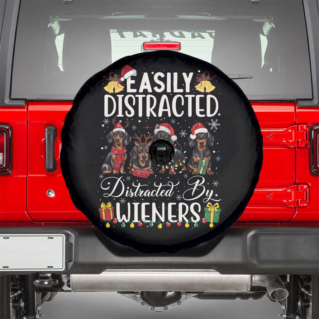 Christmas Dachshund Spare Tire Cover Funny Easily Distracted By Wieners - Wonder Print Shop