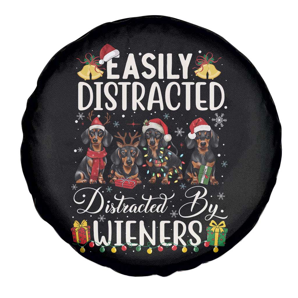 Christmas Dachshund Spare Tire Cover Funny Easily Distracted By Wieners - Wonder Print Shop