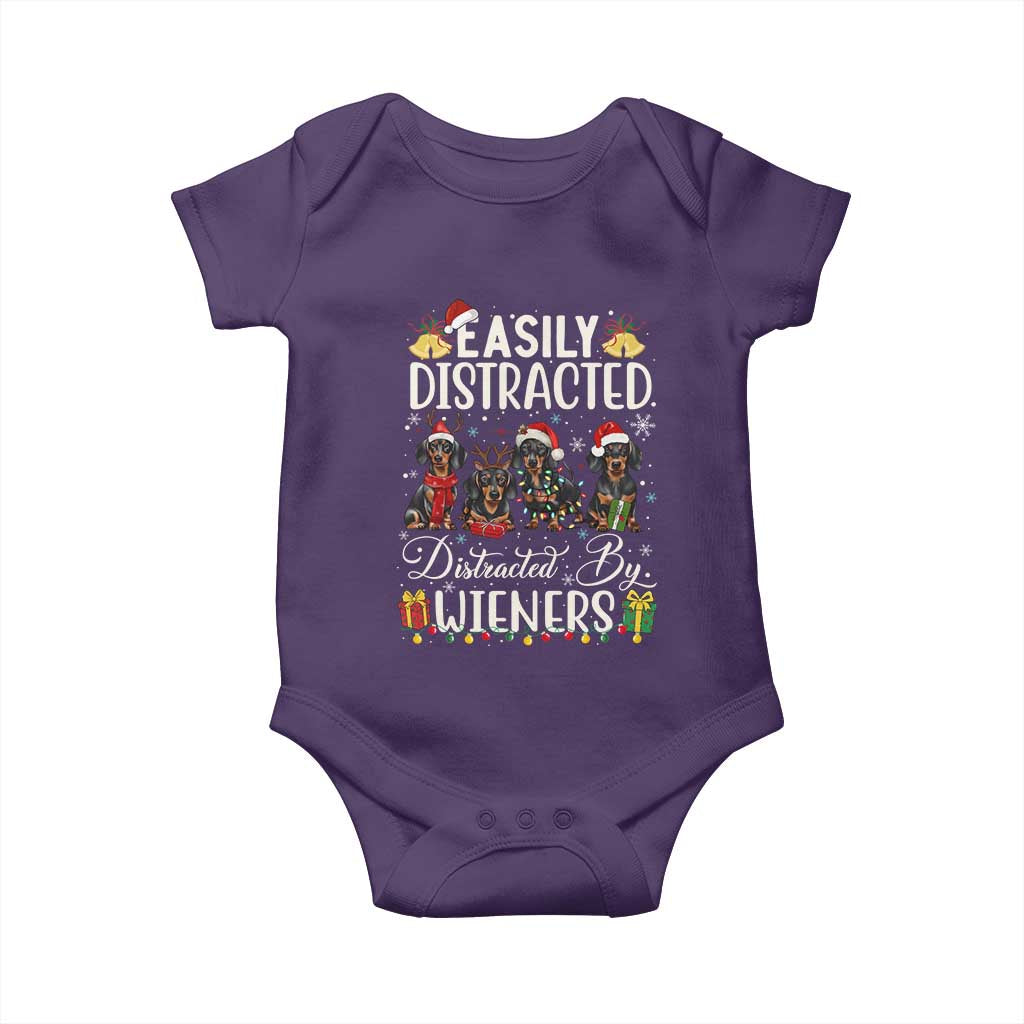Christmas Dachshund Baby Onesie Funny Easily Distracted By Wieners - Wonder Print Shop