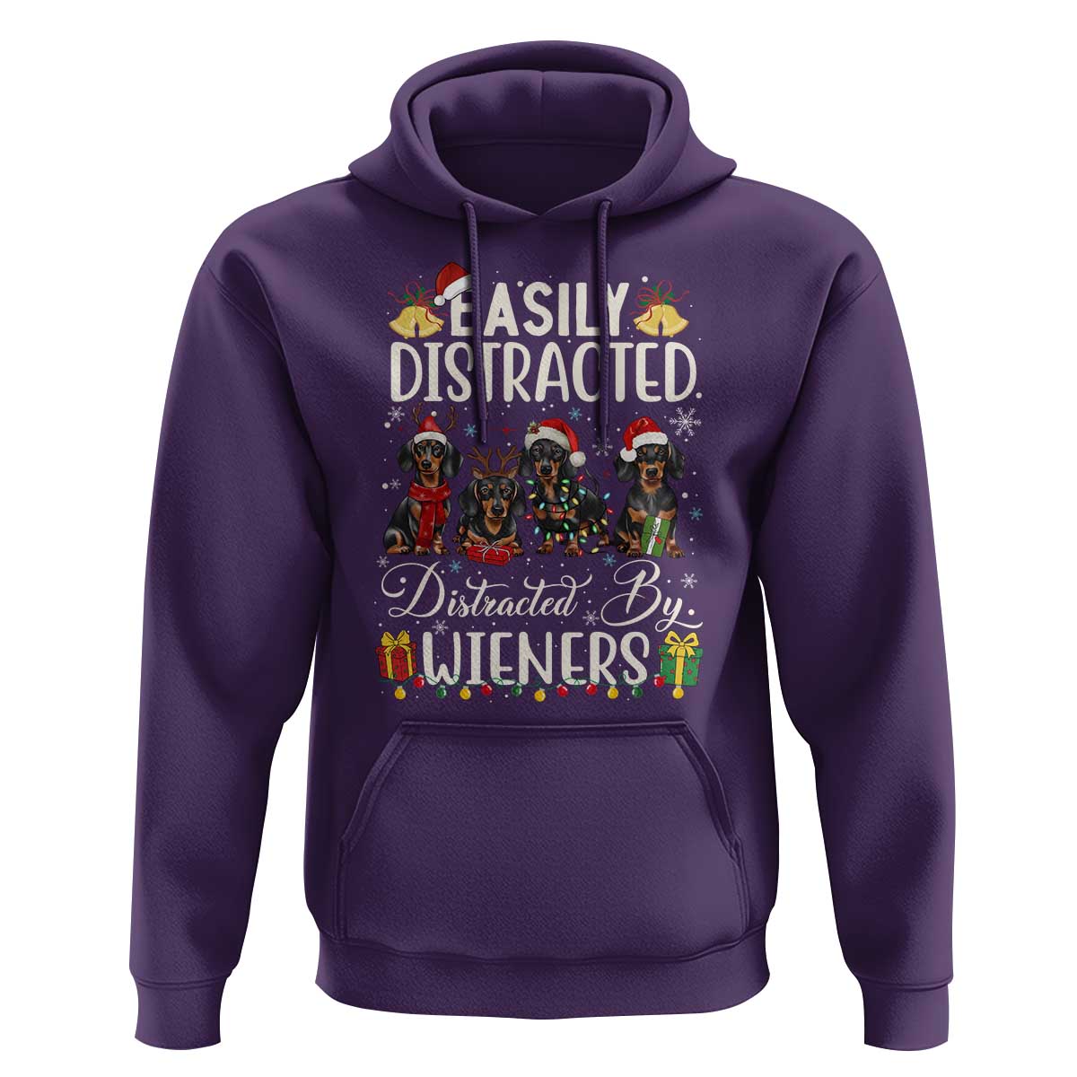 Christmas Dachshund Hoodie Funny Easily Distracted By Wieners - Wonder Print Shop