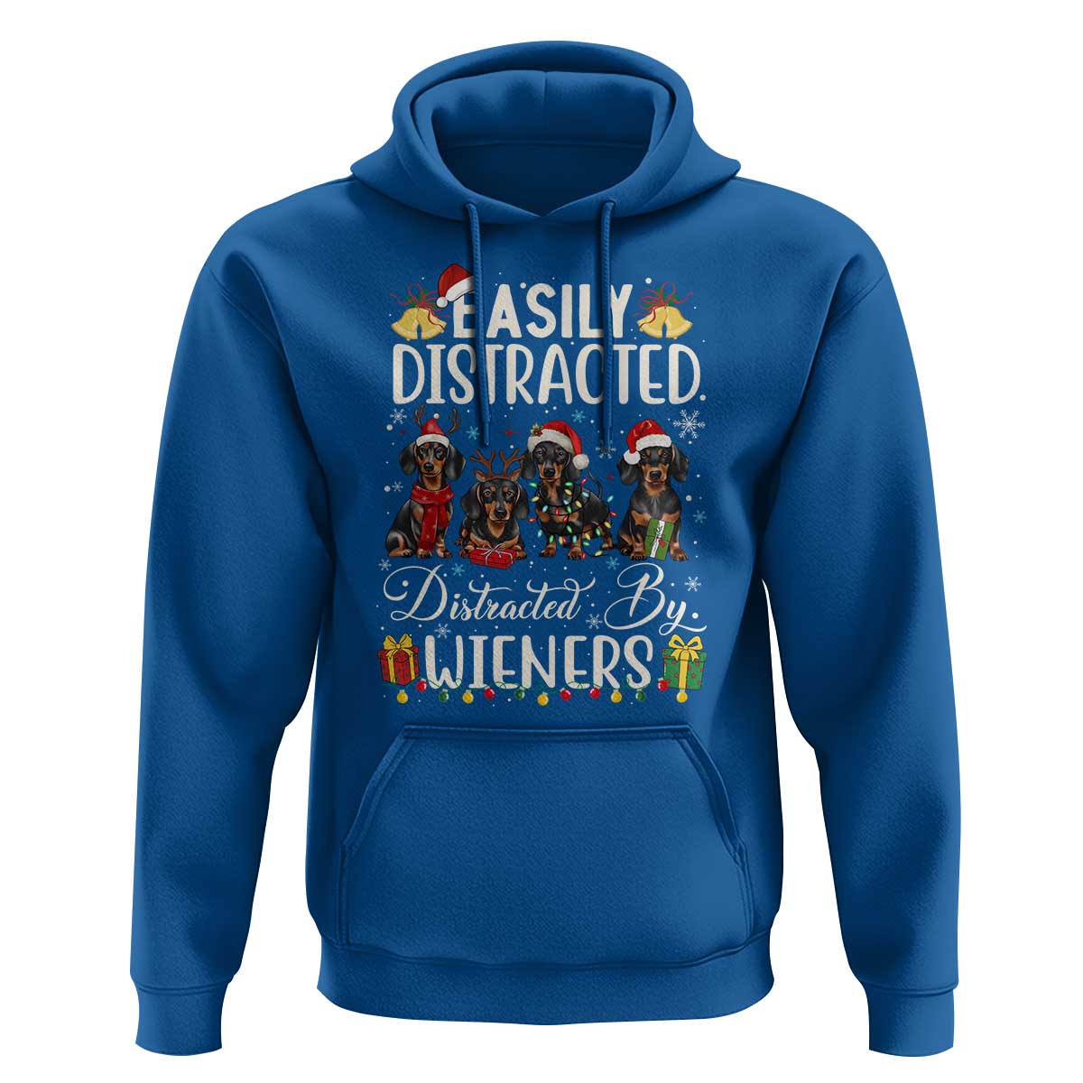 Christmas Dachshund Hoodie Funny Easily Distracted By Wieners - Wonder Print Shop