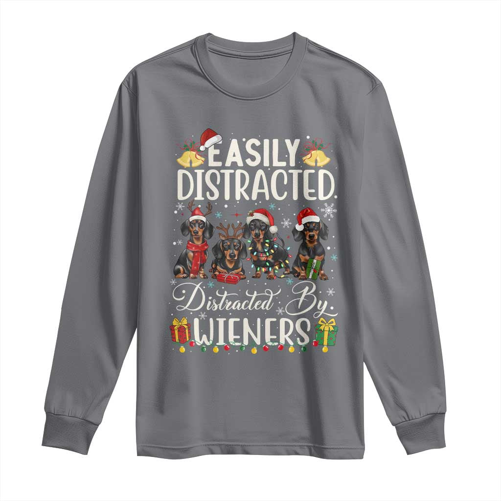 Christmas Dachshund Long Sleeve Shirt Funny Easily Distracted By Wieners - Wonder Print Shop
