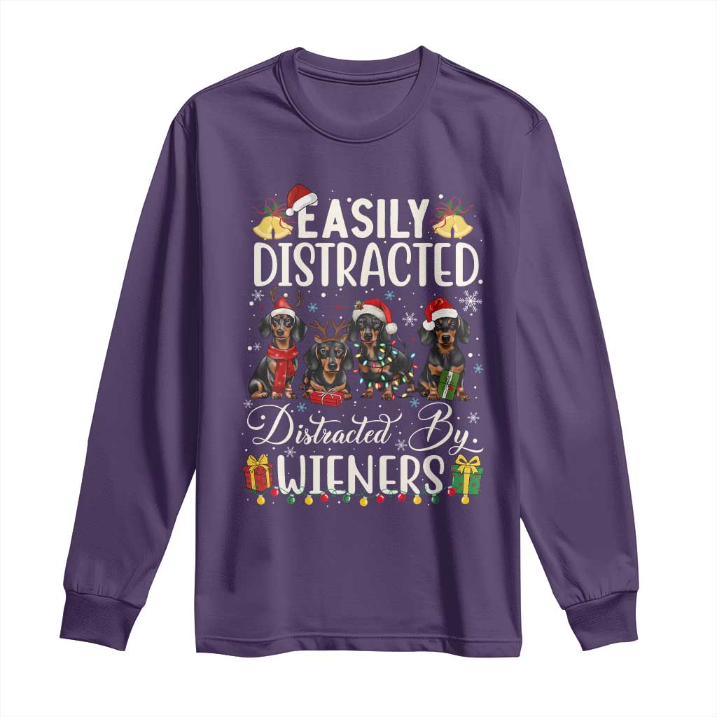 Christmas Dachshund Long Sleeve Shirt Funny Easily Distracted By Wieners - Wonder Print Shop