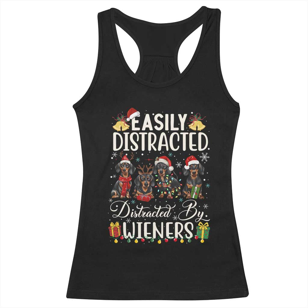 Christmas Dachshund Racerback Tank Top Funny Easily Distracted By Wieners - Wonder Print Shop
