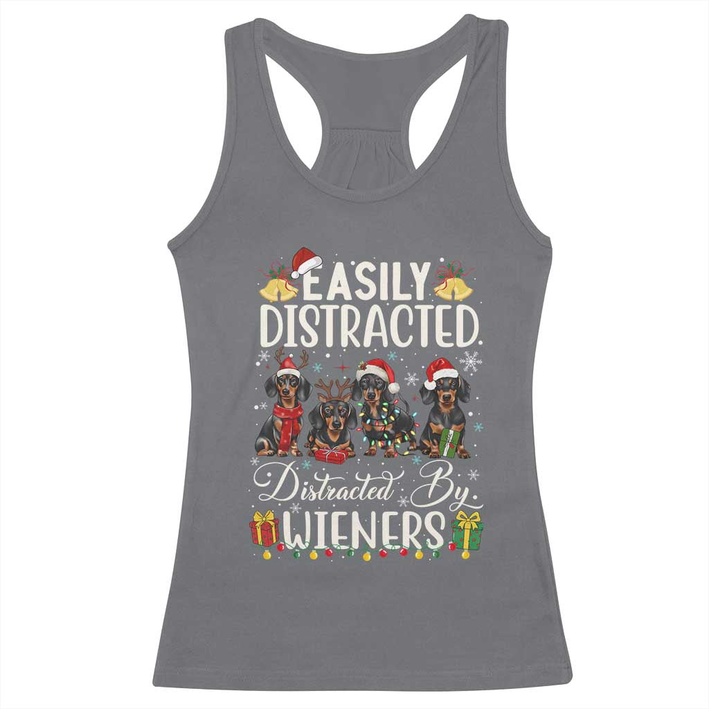 Christmas Dachshund Racerback Tank Top Funny Easily Distracted By Wieners - Wonder Print Shop