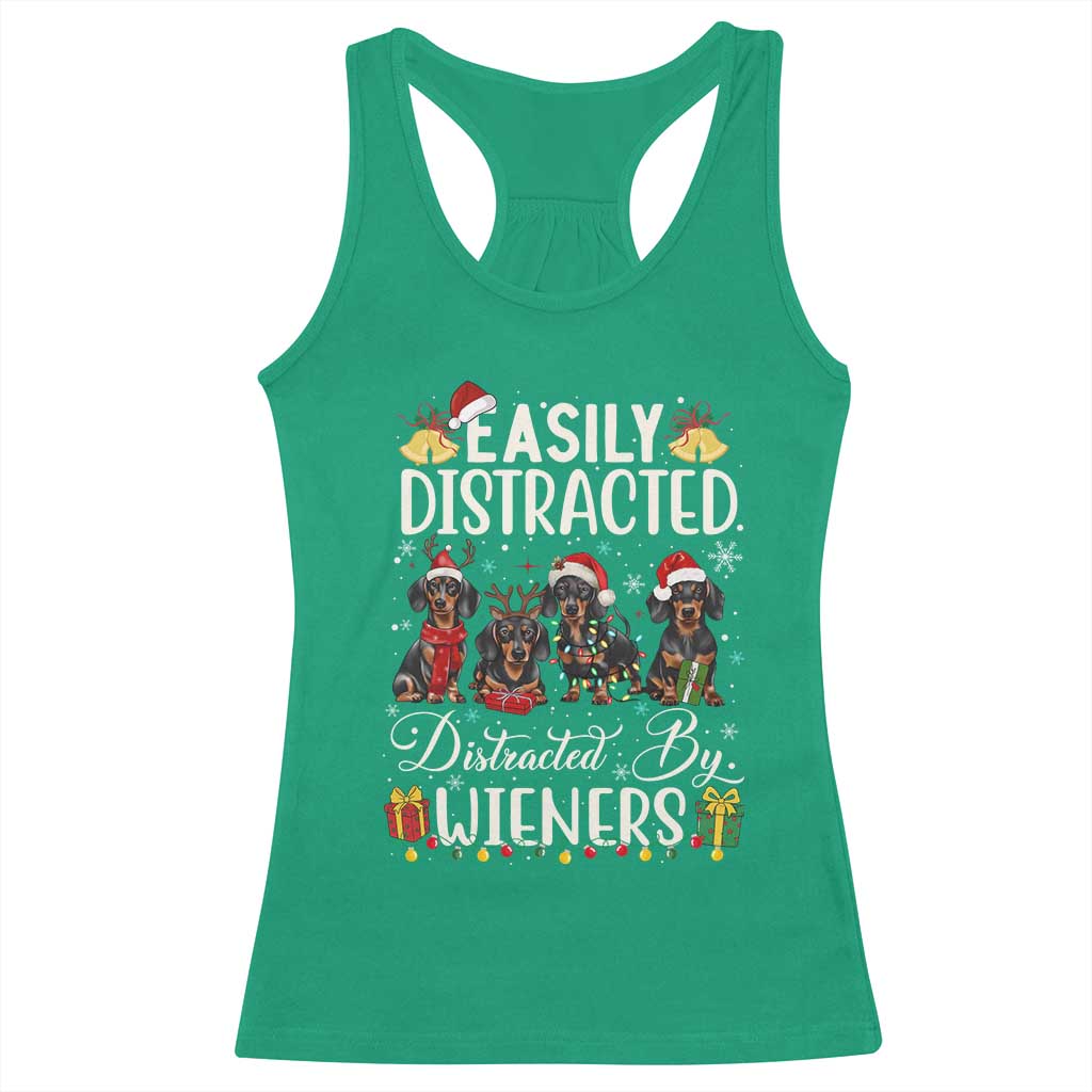Christmas Dachshund Racerback Tank Top Funny Easily Distracted By Wieners - Wonder Print Shop