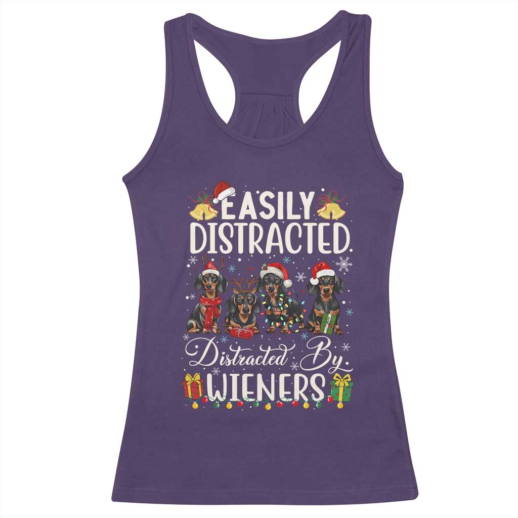 Christmas Dachshund Racerback Tank Top Funny Easily Distracted By Wieners - Wonder Print Shop