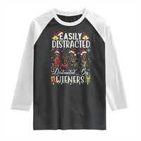 Christmas Dachshund Raglan Shirt Funny Easily Distracted By Wieners - Wonder Print Shop