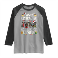 Christmas Dachshund Raglan Shirt Funny Easily Distracted By Wieners - Wonder Print Shop