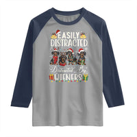Christmas Dachshund Raglan Shirt Funny Easily Distracted By Wieners - Wonder Print Shop