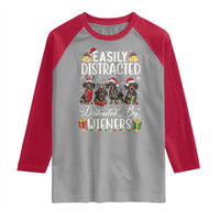 Christmas Dachshund Raglan Shirt Funny Easily Distracted By Wieners - Wonder Print Shop