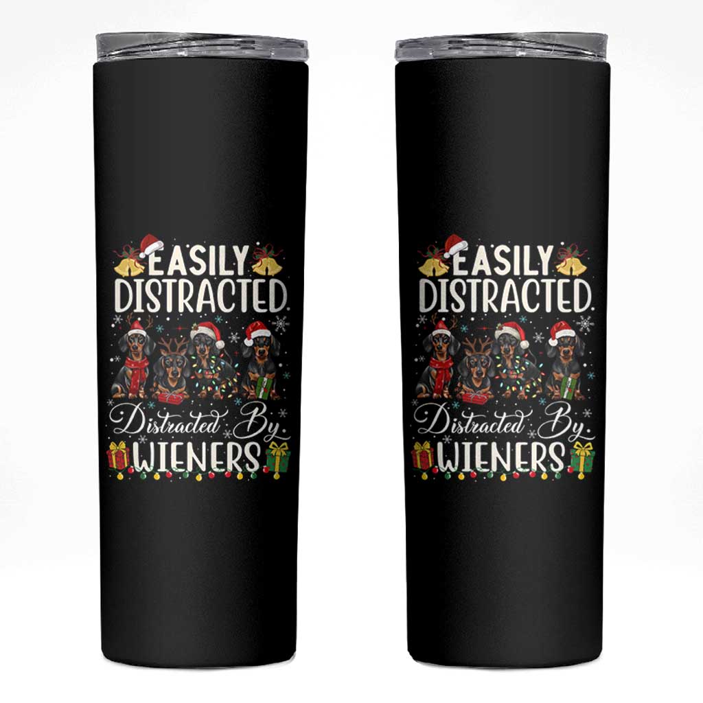 Christmas Dachshund Skinny Tumbler Funny Easily Distracted By Wieners