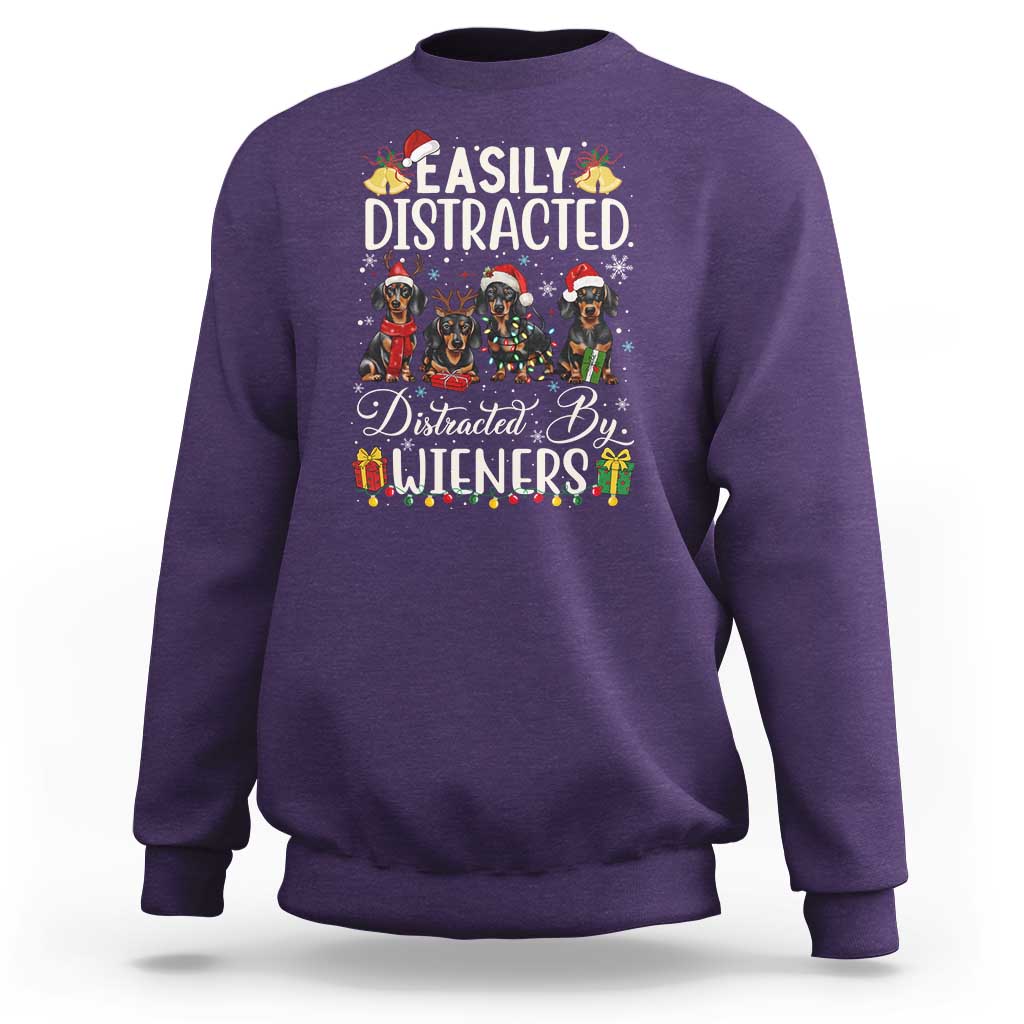 Christmas Dachshund Sweatshirt Funny Easily Distracted By Wieners - Wonder Print Shop