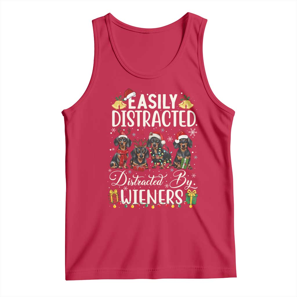 Christmas Dachshund Tank Top Funny Easily Distracted By Wieners - Wonder Print Shop