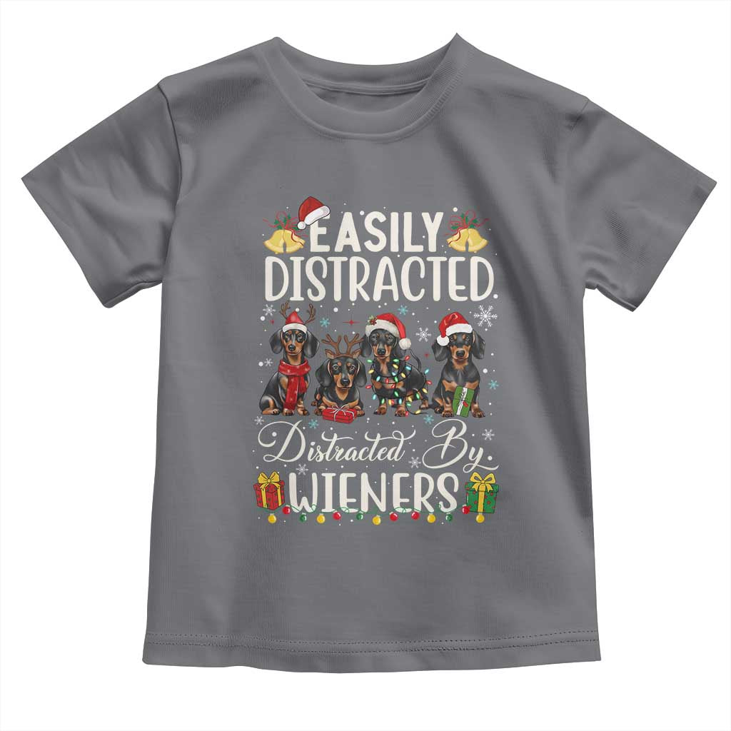 Christmas Dachshund Toddler T Shirt Funny Easily Distracted By Wieners - Wonder Print Shop