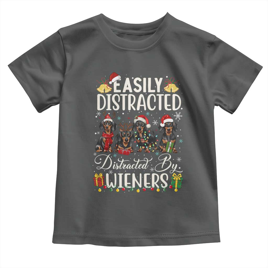 Christmas Dachshund Toddler T Shirt Funny Easily Distracted By Wieners - Wonder Print Shop