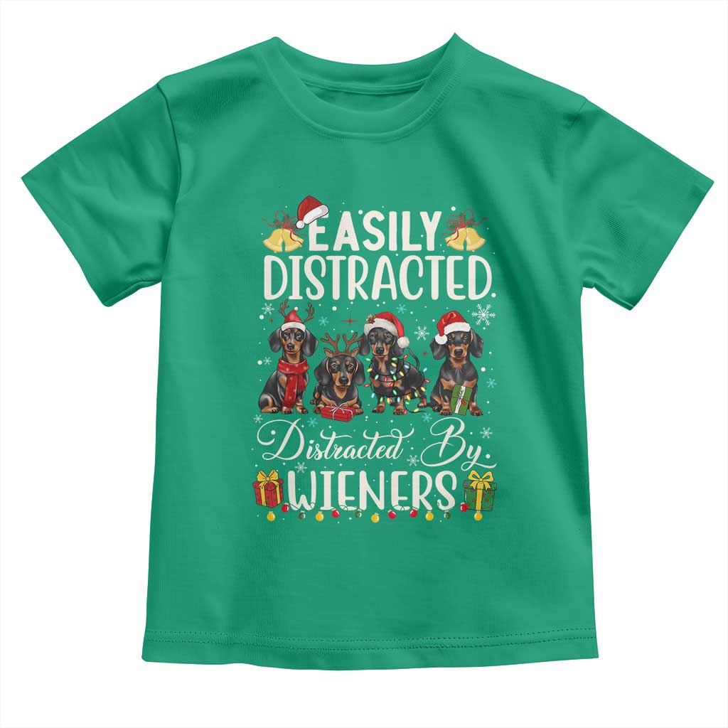 Christmas Dachshund Toddler T Shirt Funny Easily Distracted By Wieners - Wonder Print Shop