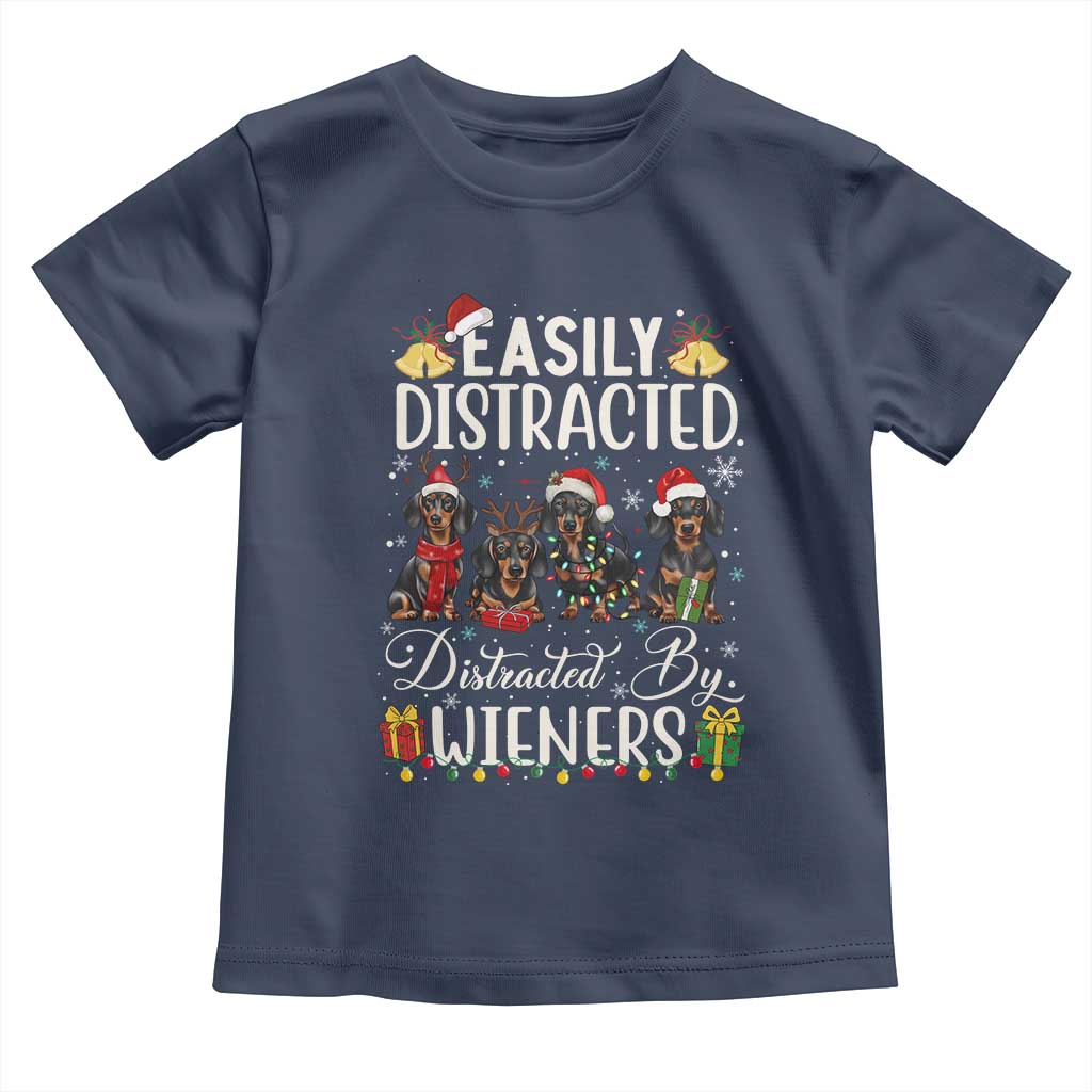 Christmas Dachshund Toddler T Shirt Funny Easily Distracted By Wieners - Wonder Print Shop
