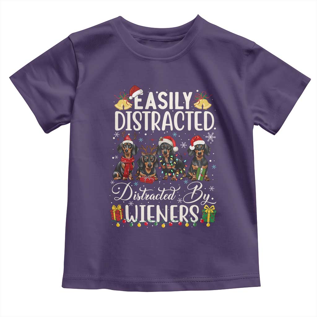 Christmas Dachshund Toddler T Shirt Funny Easily Distracted By Wieners - Wonder Print Shop