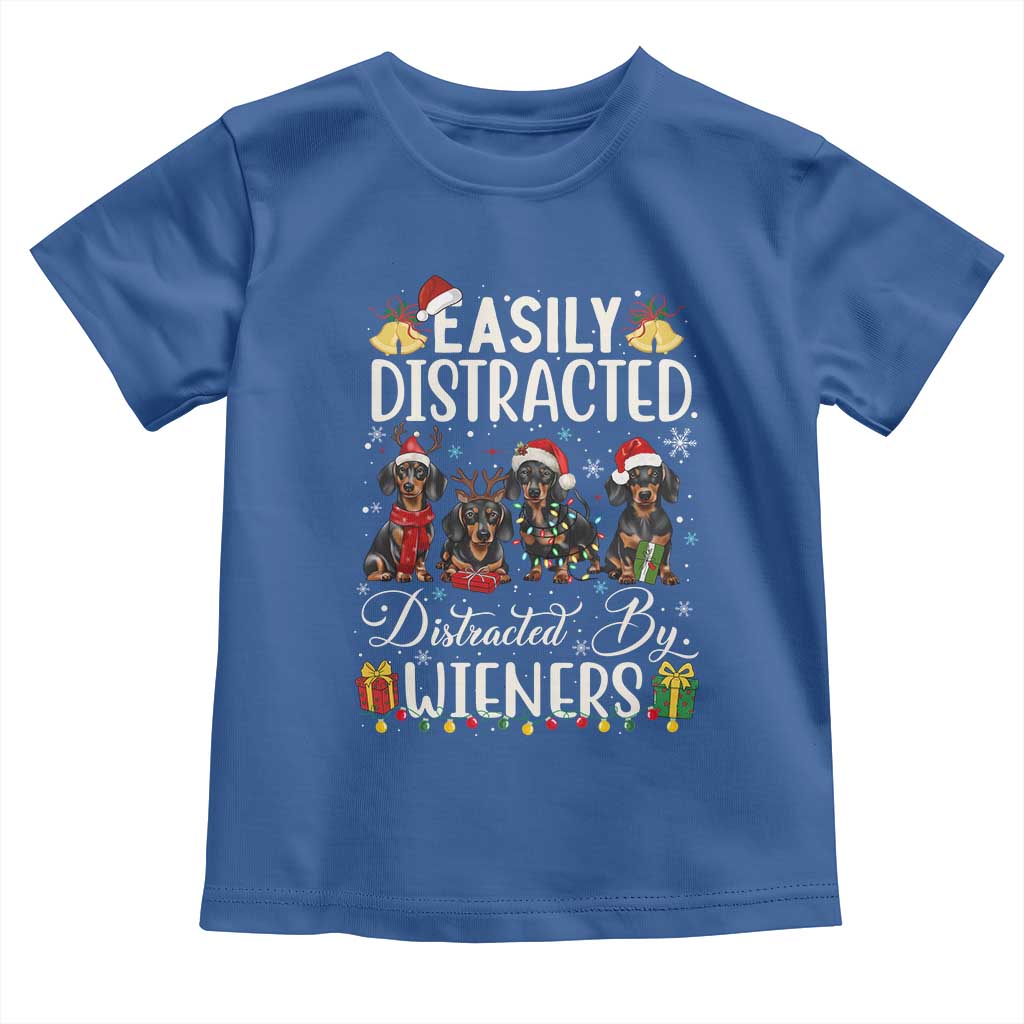 Christmas Dachshund Toddler T Shirt Funny Easily Distracted By Wieners - Wonder Print Shop