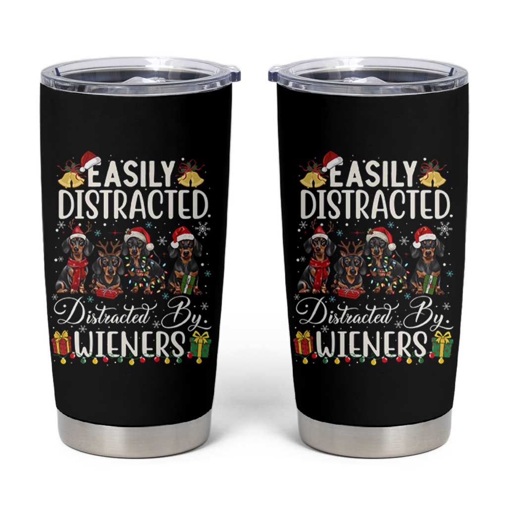 Christmas Dachshund Tumbler Cup Funny Easily Distracted By Wieners