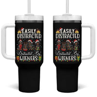 Christmas Dachshund Tumbler With Handle Funny Easily Distracted By Wieners