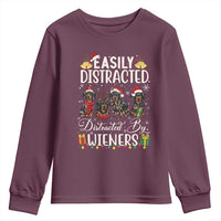 Christmas Dachshund Youth Sweatshirt Funny Easily Distracted By Wieners - Wonder Print Shop
