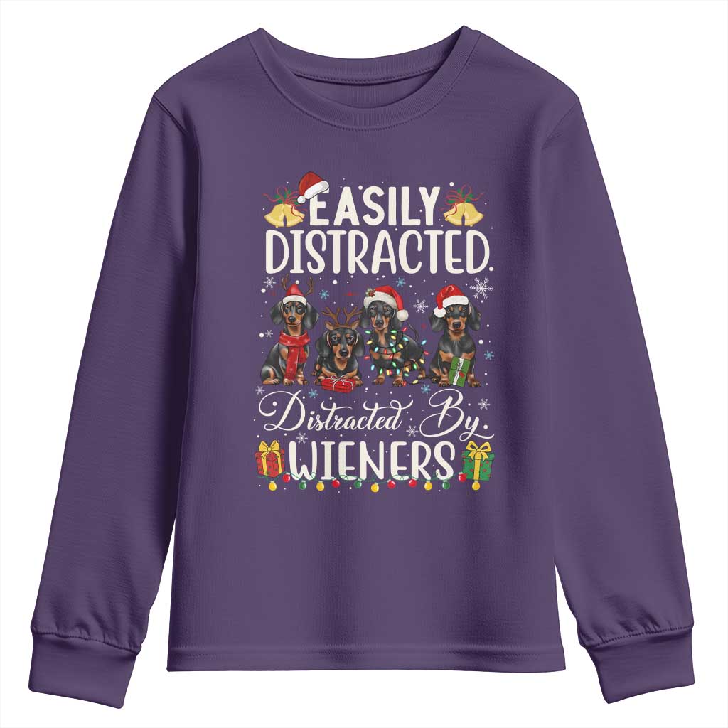 Christmas Dachshund Youth Sweatshirt Funny Easily Distracted By Wieners - Wonder Print Shop