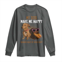 Funny Dachshund Dog Meme Long Sleeve Shirt My Dog Make Me Happy - Wonder Print Shop