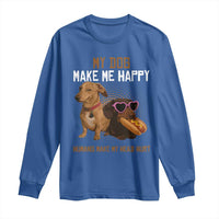 Funny Dachshund Dog Meme Long Sleeve Shirt My Dog Make Me Happy - Wonder Print Shop