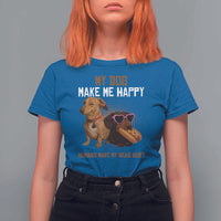 Funny Dachshund Dog Meme T Shirt For Women My Dog Make Me Happy - Wonder Print Shop