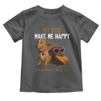 Funny Dachshund Dog Meme Toddler T Shirt My Dog Make Me Happy - Wonder Print Shop