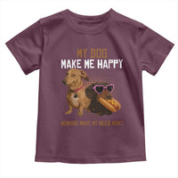 Funny Dachshund Dog Meme Toddler T Shirt My Dog Make Me Happy - Wonder Print Shop