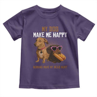 Funny Dachshund Dog Meme Toddler T Shirt My Dog Make Me Happy - Wonder Print Shop