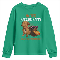 Funny Dachshund Dog Meme Youth Sweatshirt My Dog Make Me Happy - Wonder Print Shop