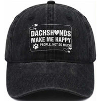 Dog Lover Washed Cotton Baseball Cap Dachshunds Make Me Happy Quote