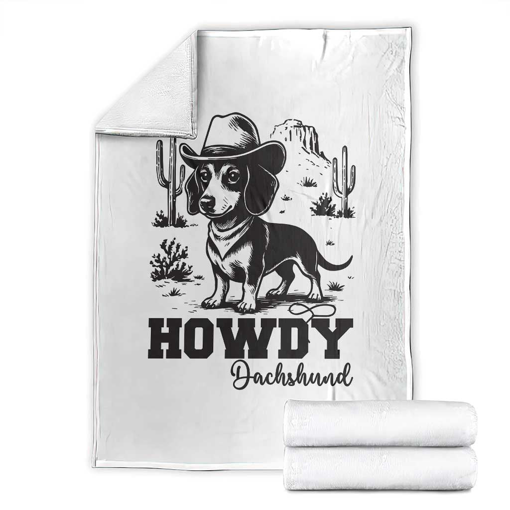 Funny Cowboy Dog Throw Blanket Howdy Dachshund Vintage Western - Wonder Print Shop