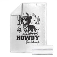 Funny Cowboy Dog Throw Blanket Howdy Dachshund Vintage Western - Wonder Print Shop