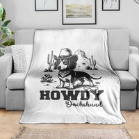 Funny Cowboy Dog Throw Blanket Howdy Dachshund Vintage Western - Wonder Print Shop